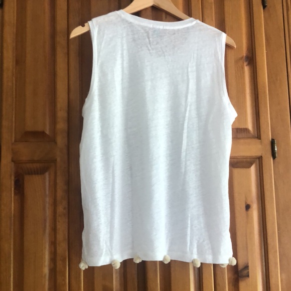 J Crew tank top with tan fringe balls at hem NWOT - Picture 7 of 12